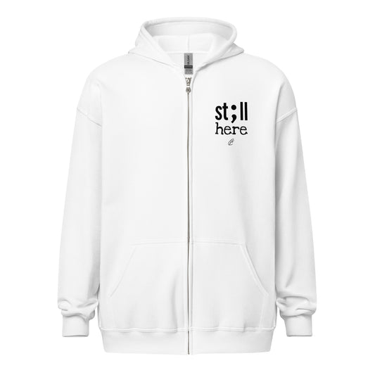 Still Here - White Zip Up